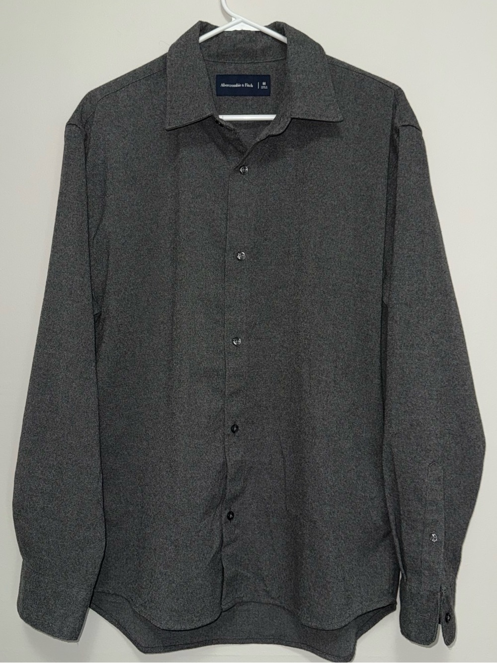Abercrombie & Fitch Men's Long-Sleeve Button-Up Shirt - Dark Charcoal